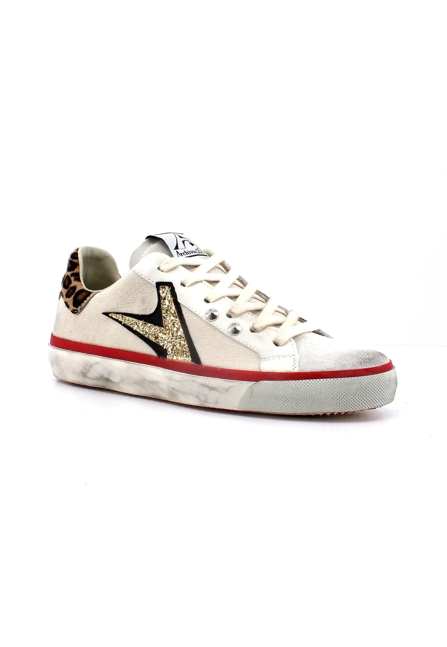 ARCHIVIO 22 Sneaker Donna White Leopard STUD789