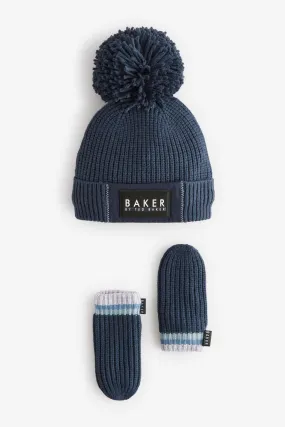 Baker by Ted Baker - Blu navy bambino - Pom Beanie e guanti Set    