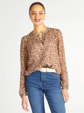 Blusa JDY con stampa leopardata - Marrone/leopardato