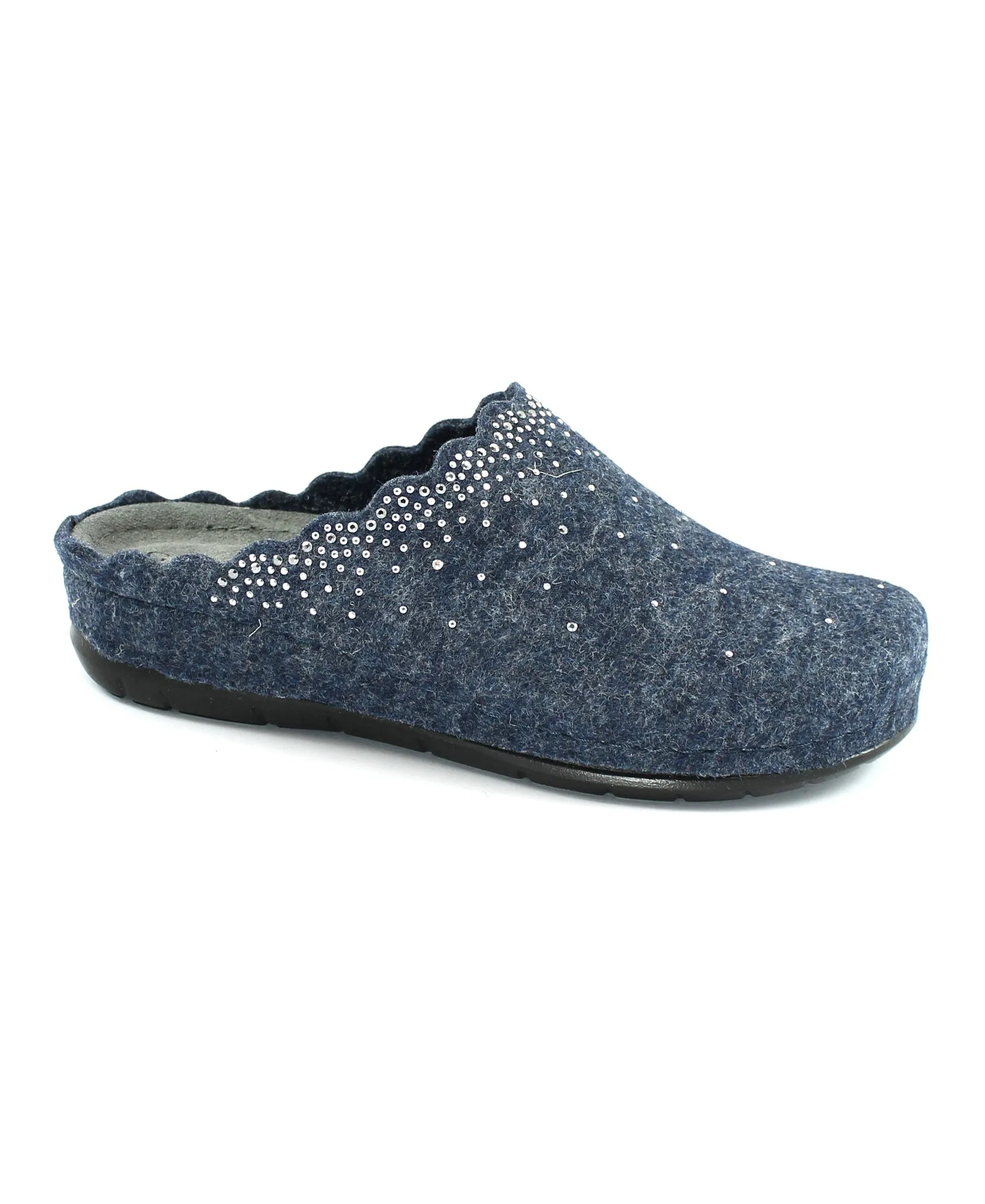 GRUNLAND PRAU CI2632 blu pantofole donna feltro re-soft strass