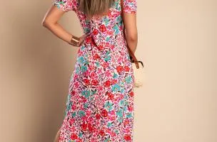 Maxi abito con stampa floreale, rosa