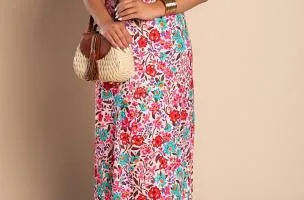 Maxi abito con stampa floreale, rosa