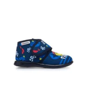 Pantofole blu da asilo con stampa pirati e velcro