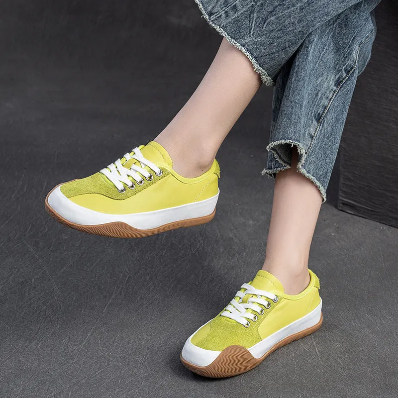 Scarpe casual in pelle abbinate ai colori alla moda da donna