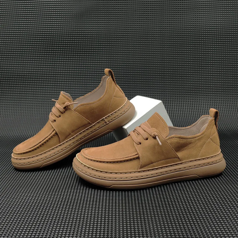 Scarpe casual piatte minimaliste da uomo in pelle solida