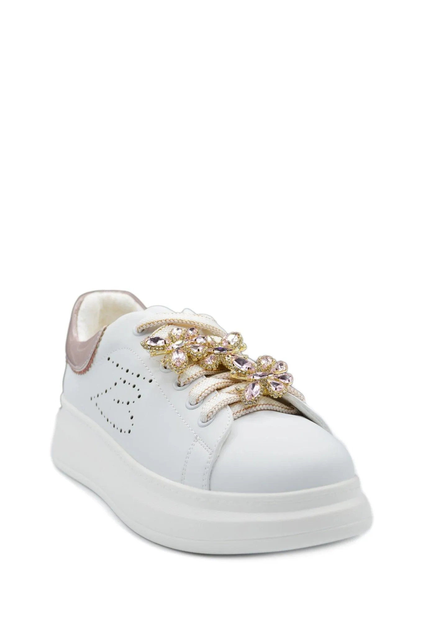 SNEAKER GLAMOUR IN PELLE C/FARFALLE