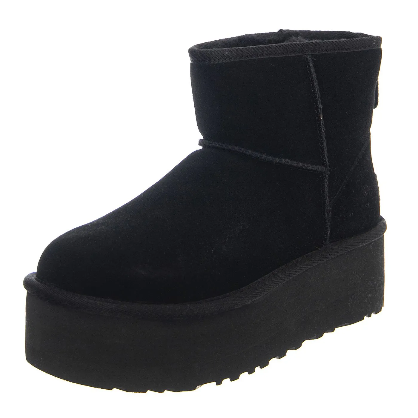 Ugg Mini Classic Platform Black - Stivaletti Donna Neri    